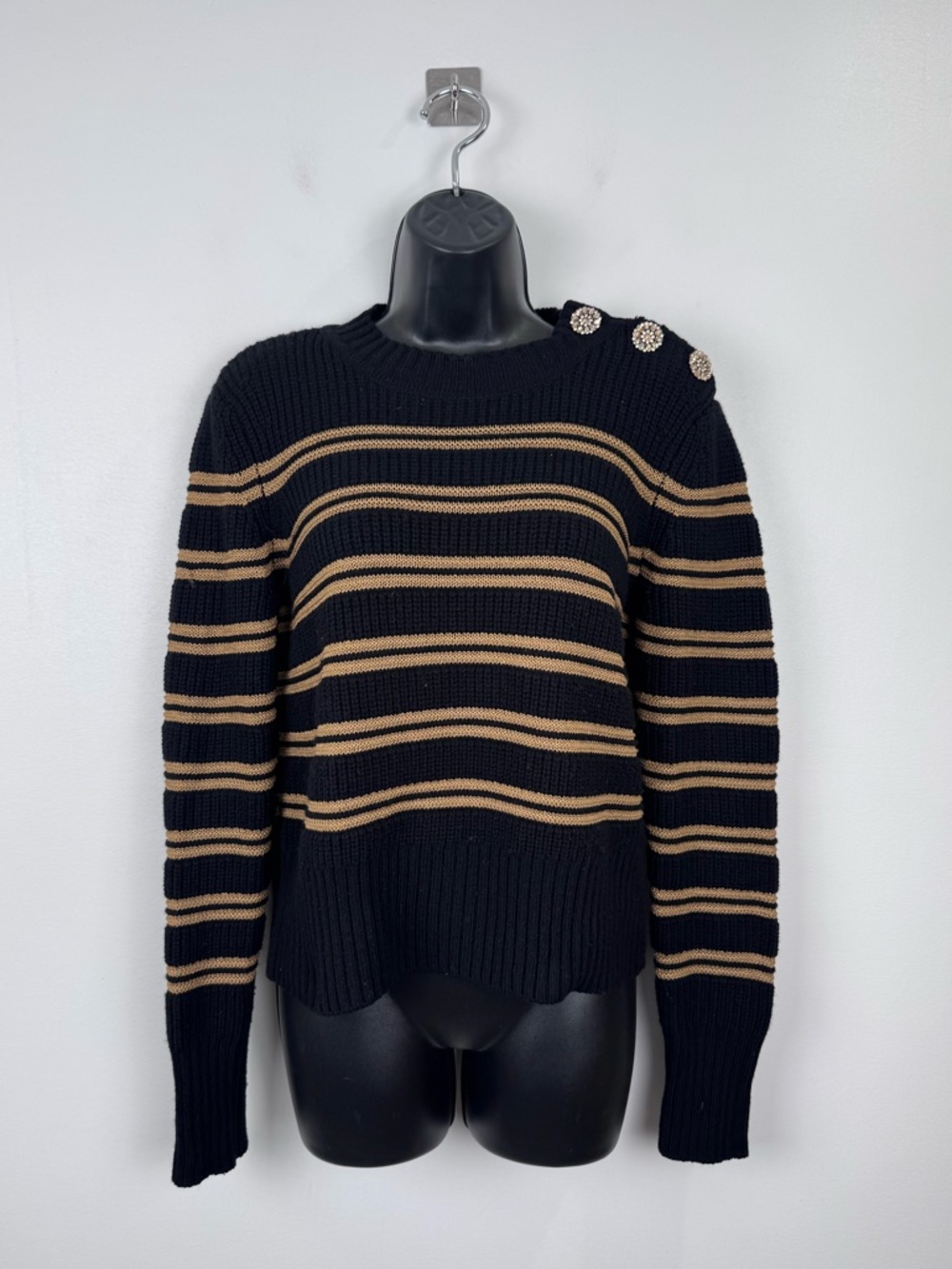 ba&sh Women Kahel Striped Button Shoulder Sweater Size 1 Small